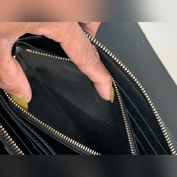 PRADA Authentic Genuine Saffiano Leather Ribbon Long Black Gold Hardware Wallet - Picture 11 of 15